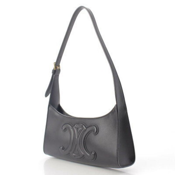 Celine Cuille Triomphe Smooth Calfskin One Shoulder Bag Black - Picture 2 of 10